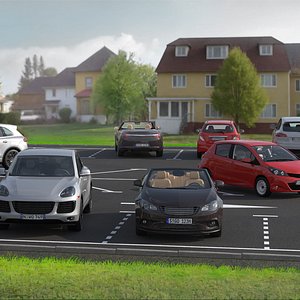 Urban Car Parking Area with Car 3D model