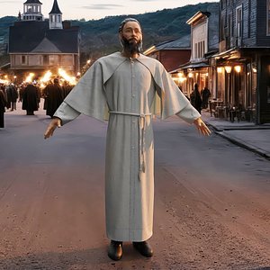 Monk with White Robe and Cape