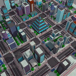 3d model - modern cartoon city