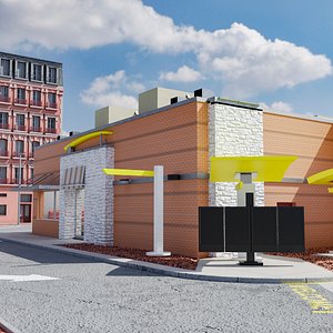 Unbranded Fast Food Restaurant with Land 3D model