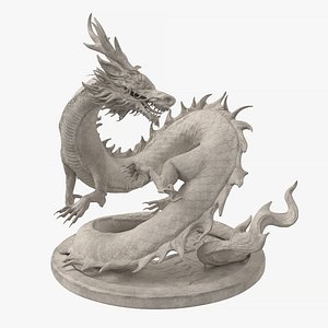 3D Asian Dragon Concrete 3D Model
