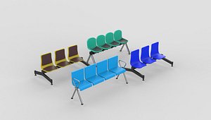 3D Waiting Chairs set 02 3D model