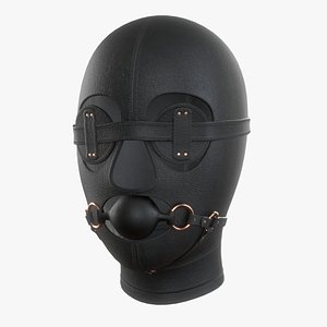 PBR Black Leather BDSM face mask set