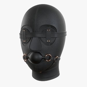 PBR Black Leather BDSM face mask set