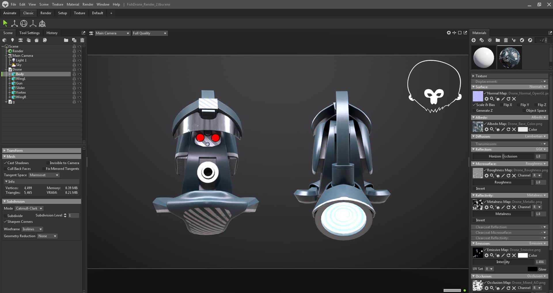 drone sci fi 3D model https://p.turbosquid.com/ts-thumb/ba/Pi8FNG/om/11.marmoset/png/1611078057/1920x1080/fit_q87/c97382ed4a49af2556ff7248269f421dd1f6137b/11.marmoset.jpg