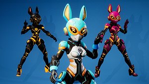 Cyber Bunny Sci FI Girl 4 Stylized Sci-Fi Character 3D model