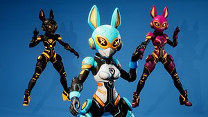 Cyber Bunny Sci FI Girl 4 Stylized Sci-Fi Character