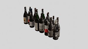 3D game ready wine bottles model