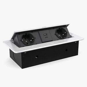 Desktop Power Strip 2 EU Plugs USB Grey