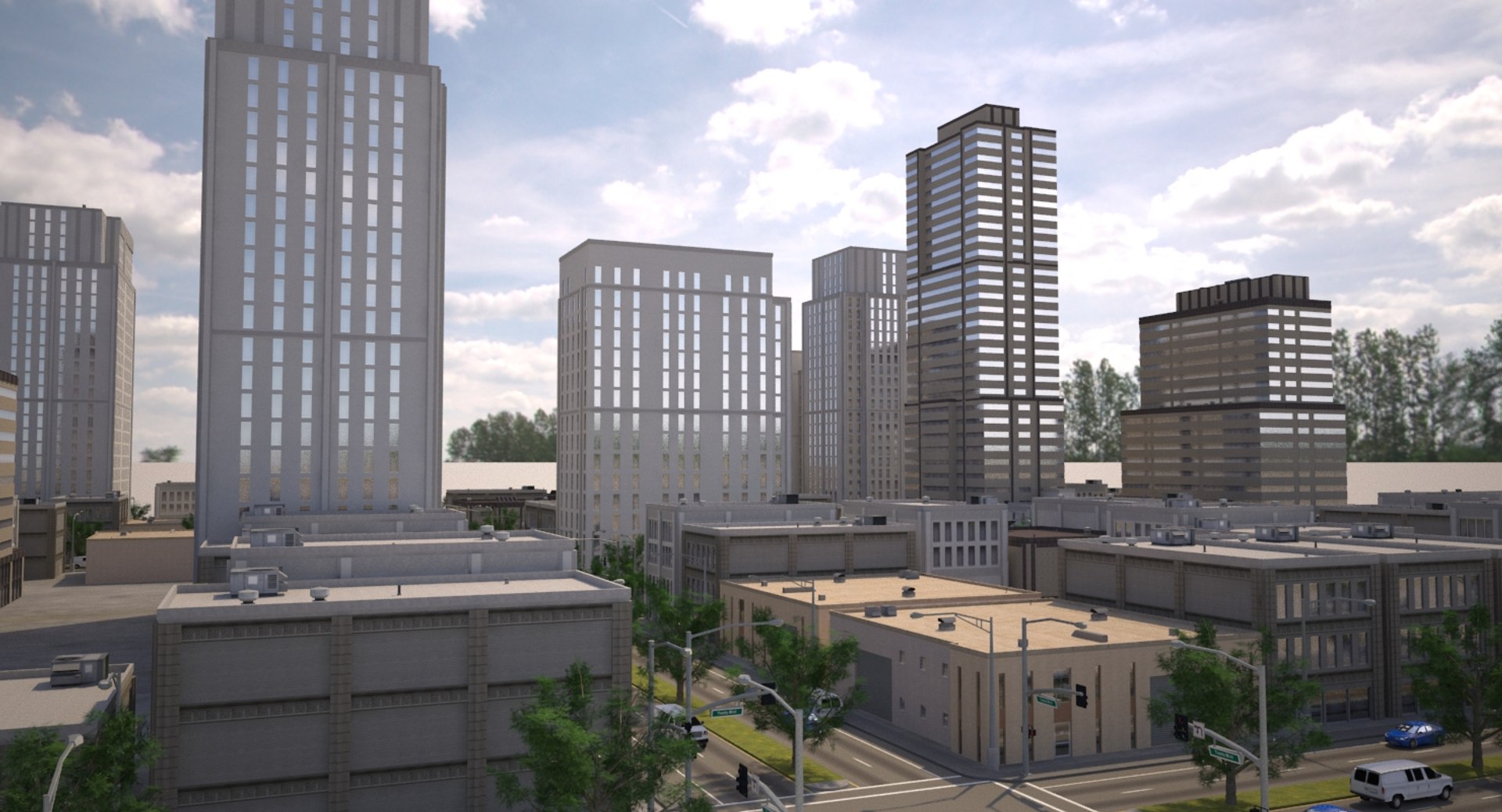 3d Cityscape Scene Highrise Model