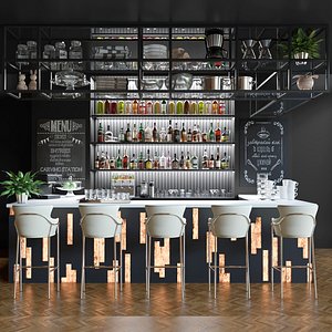 Large bar with alcoholic drinks. 2