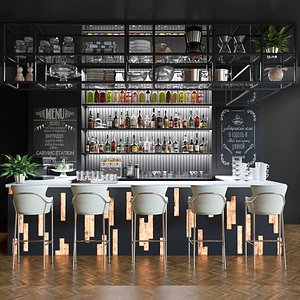 Large bar with alcoholic drinks. 2