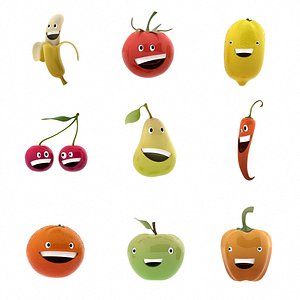 smiling fruits 3D