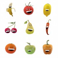 Smiling fruits and veggies collection