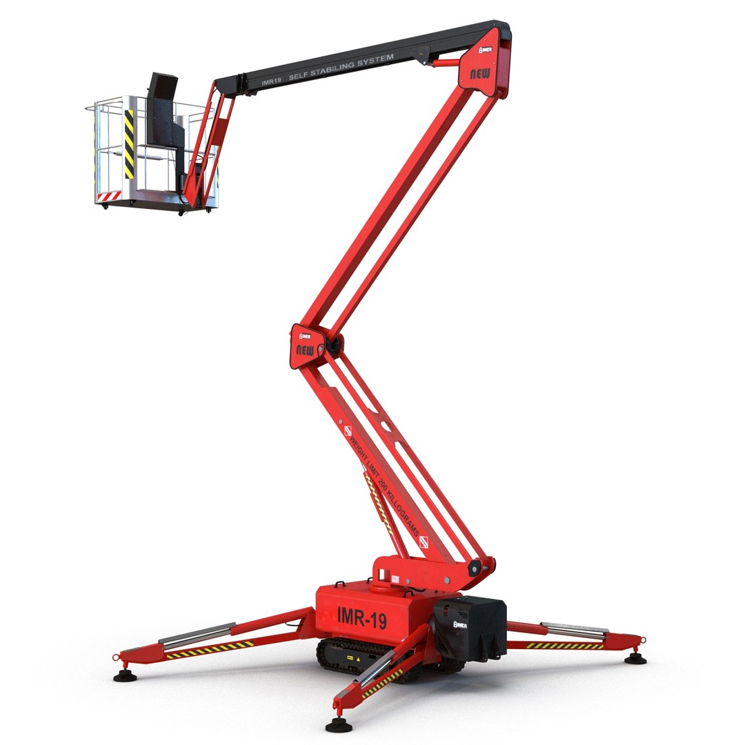 3d telescopic boom lift red