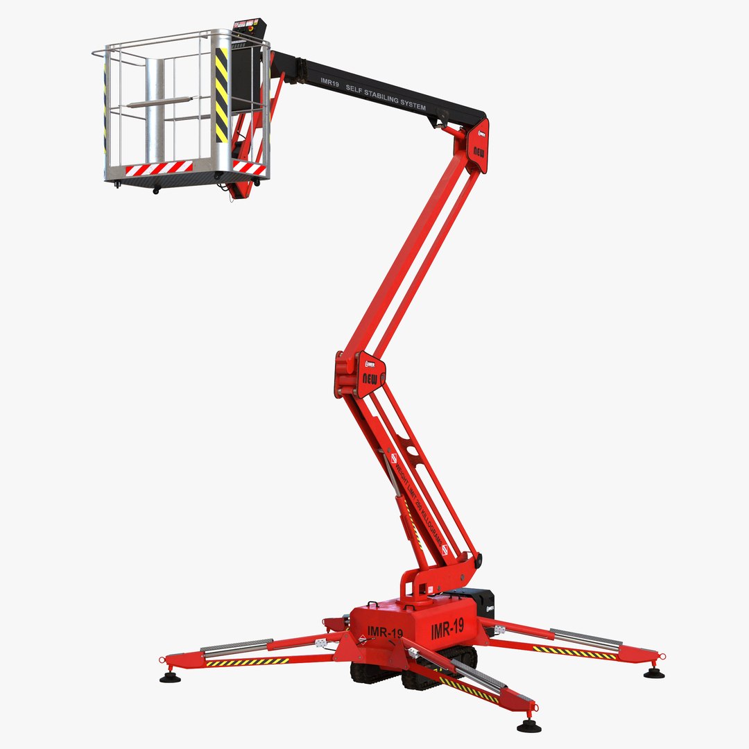 Telescopic Boom Lift Red 3D Model 3D model preview