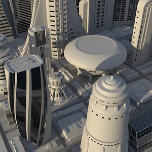 lwo futuristic cityscape
