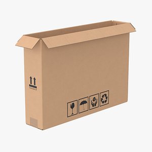 Cardboard Box 50x10x35 Open 3D model