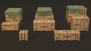 PBR Wooden Crate Pack 3D model