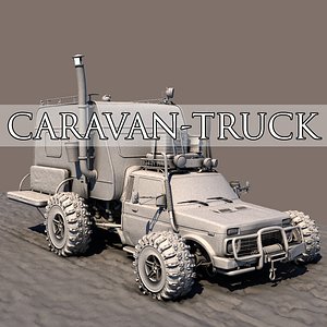 3D post apocalyptic caravan truck model