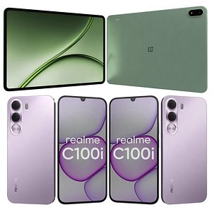 3D Realme C100i Purple And OnePlus Pad 4 Sage Mist