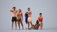 Basics0845 - A set containing 5 models of male and female adults standing standing at the pool or re