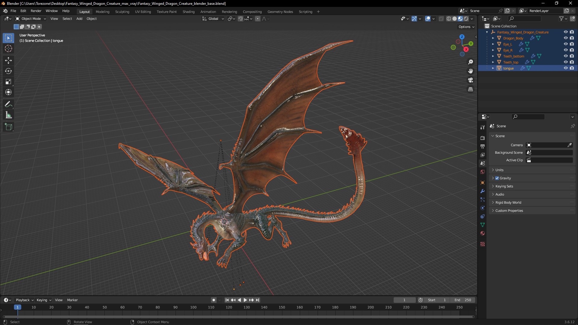3D Fantasy Winged Dragon Creature Model - TurboSquid 2292235