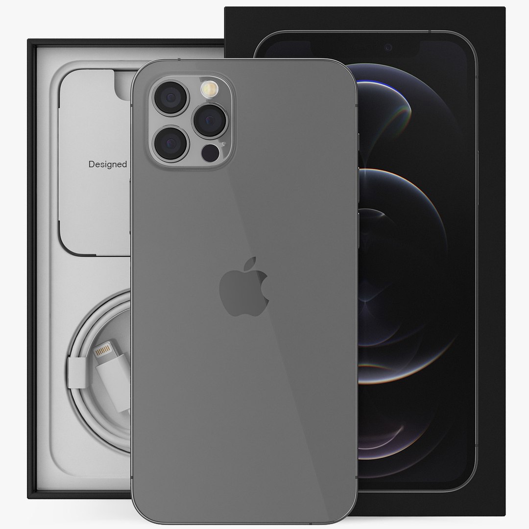 iPhone 12 Pro Unboxed Graphite 3D model preview