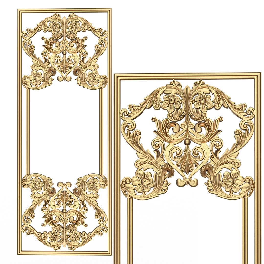 3D Boiserie Carved Decoration Panel 02 - TurboSquid 2158485