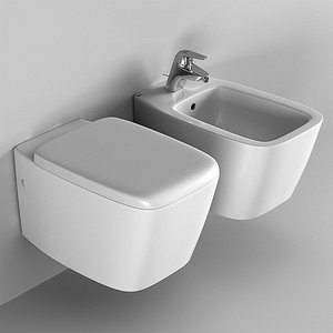 toilet and bidet set