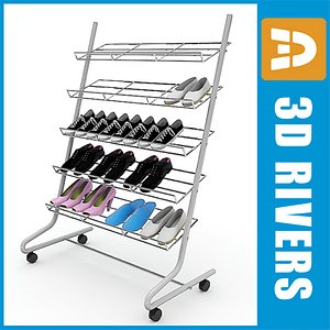 3d model display rack shelves shoes