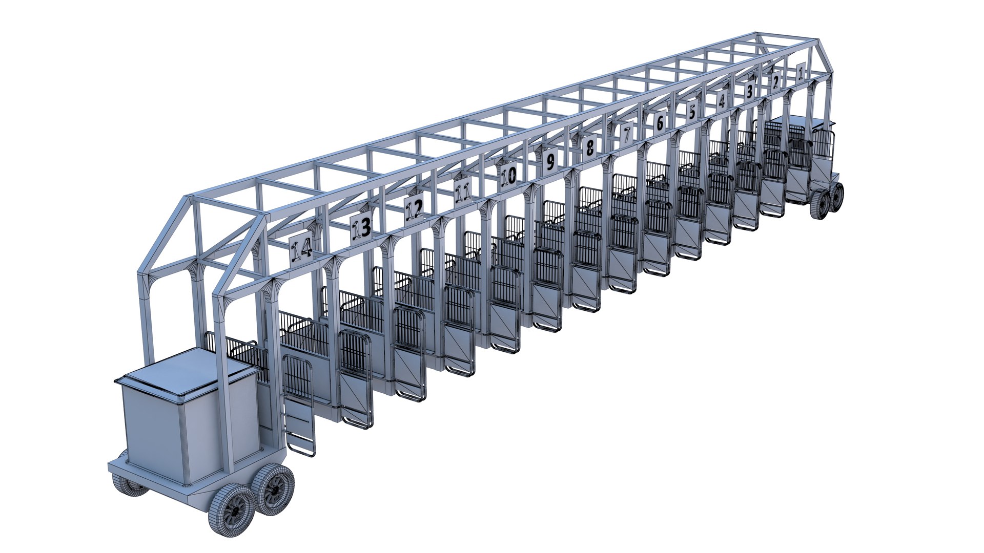 Starting Gates Collection 3D model https://p.turbosquid.com/ts-thumb/bc/xR31w8/GE/horseracingstartinggates24/jpg/1714260910/1920x1080/fit_q87/60b195938d1faaa85a9ee2ba62a1b0a2292b4f58/horseracingstartinggates24.jpg