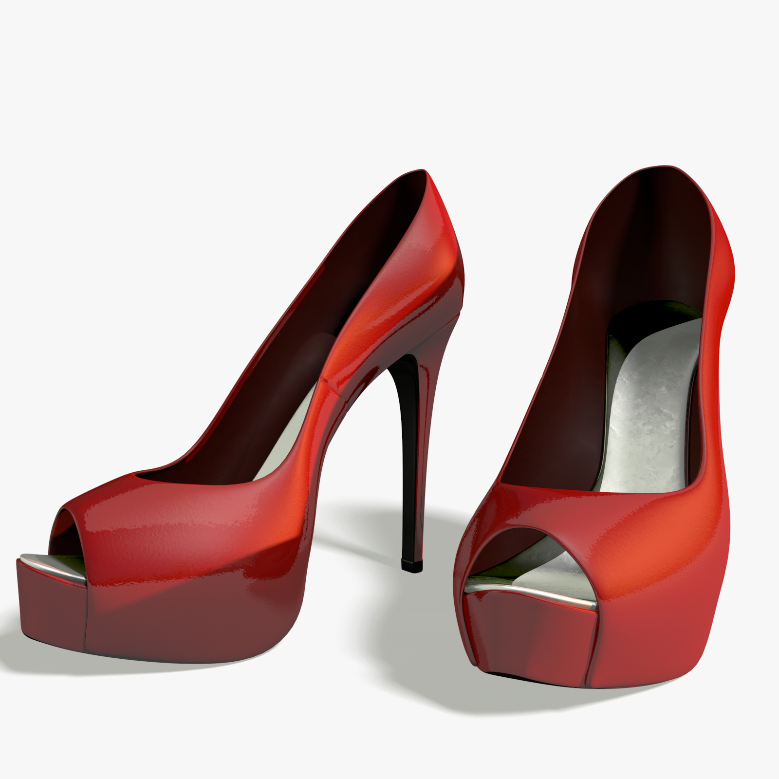 cinema4d red heel peep-toe shoes