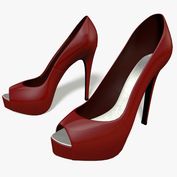 cinema4d red heel peep-toe shoes