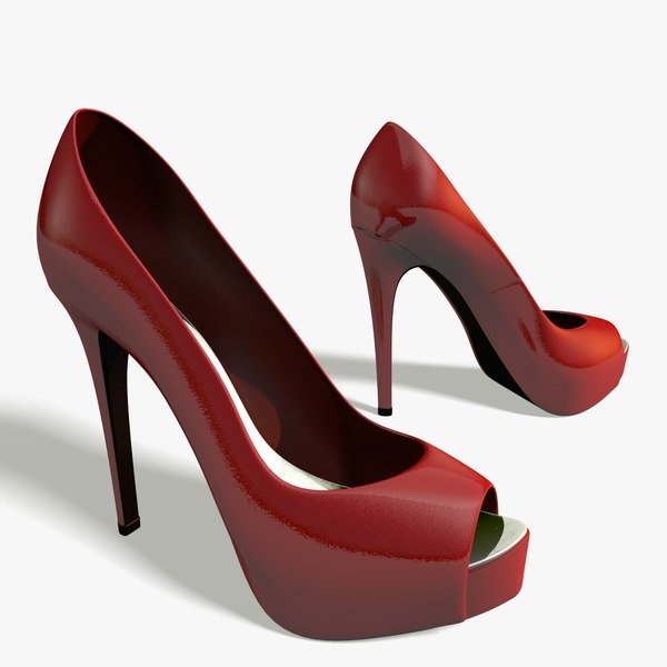 cinema4d red heel peep-toe shoes