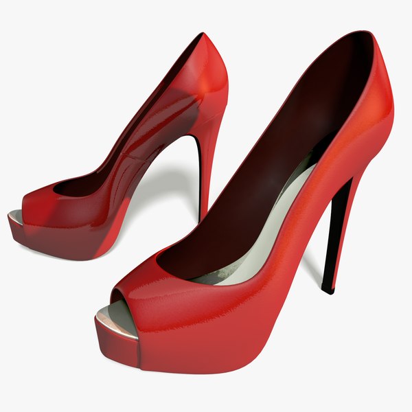 cinema4d red heel peep-toe shoes