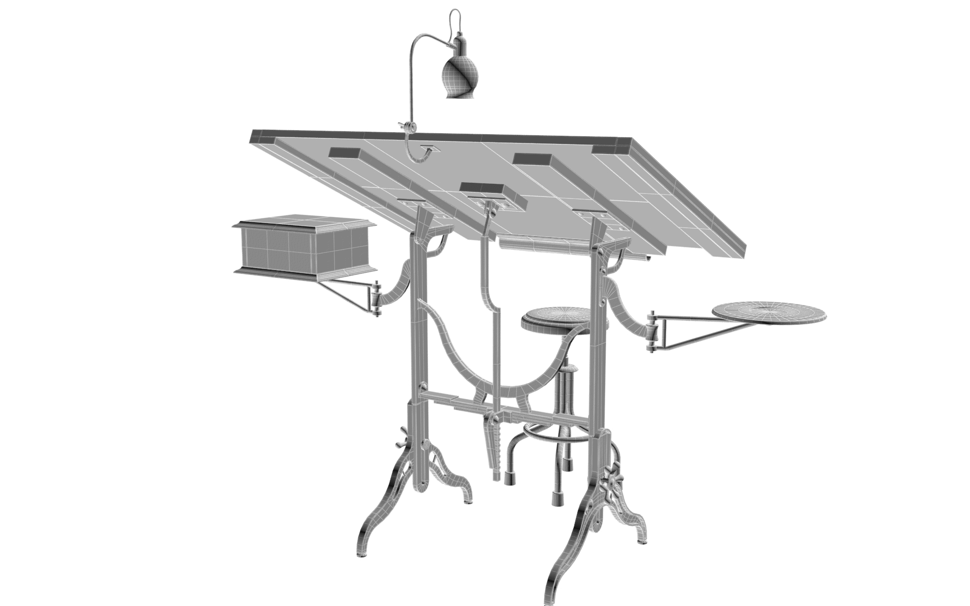Antique Drafting Table 3D model TurboSquid 1757165