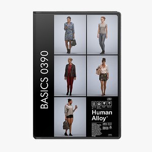 3D Basics0390 - A set containing 5 models of female adults walking in casual attire in public settings