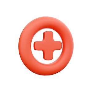 3D Add icon plus medical cross round button