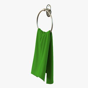 Hanging Bathroom Towel 2 Green 3D Model