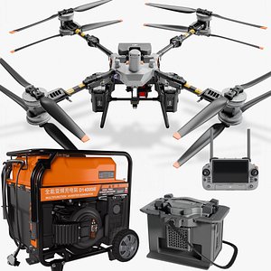 DJI Flycart 100 Drone and Generator,Remote RC plus2, Cooling system 3D model