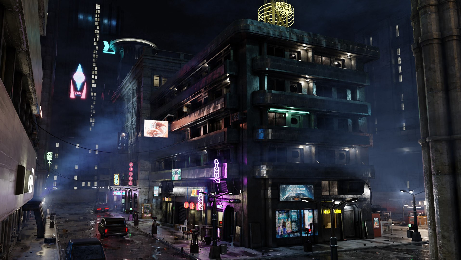 ULTRA Detailled Cyberpunk City Street Scene - Huge Map - Blender ...