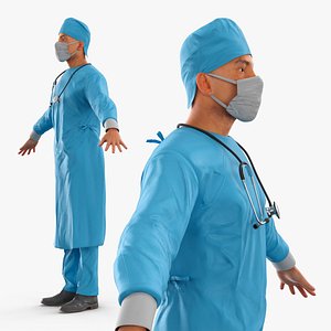 Male Surgeon Character Blue Gown T Pose