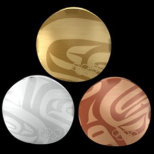 gold silver medals vancouver 3d model