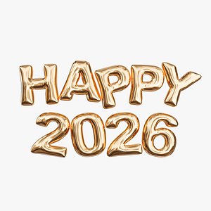 3D Happy New Year 2026 Balloon 03
