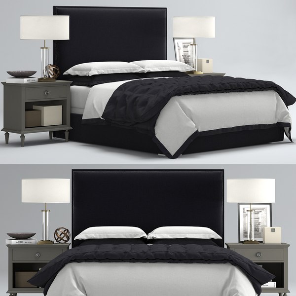 Rh lawson upholstered bed interior 3D model TurboSquid 1240743