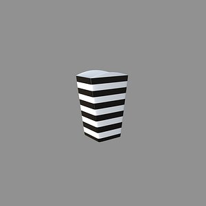 square box popcorn striped black 3D