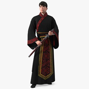 Traditional Style Chinese Man Standing 3D model