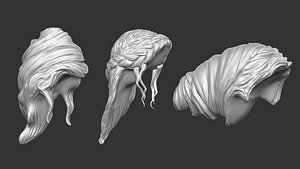 15 Female greek or roman statue hair styles and hairdoo mid-poly IMM brush set for Zbrush fbx and o