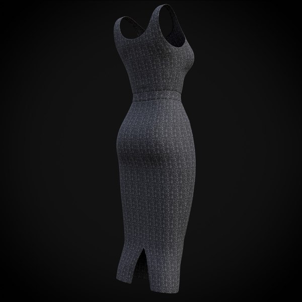 3D female gown - Midi dress model - TurboSquid 1748263